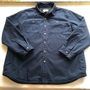 L.L.Bean Katharine Iron Works Navy Blue Canvas Jacket Men’s Size XL Snap Lined